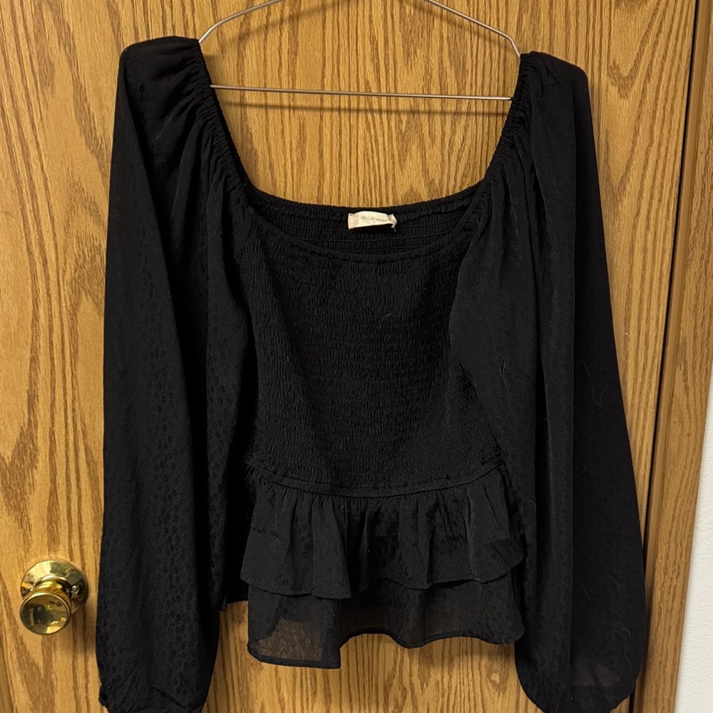 Altar'd State Black Ruffled Blouse